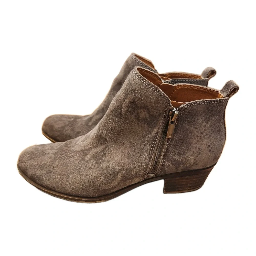 Lucky Brand Womens Basel Grey Snakeskin‎ Look Booties Size 8 M